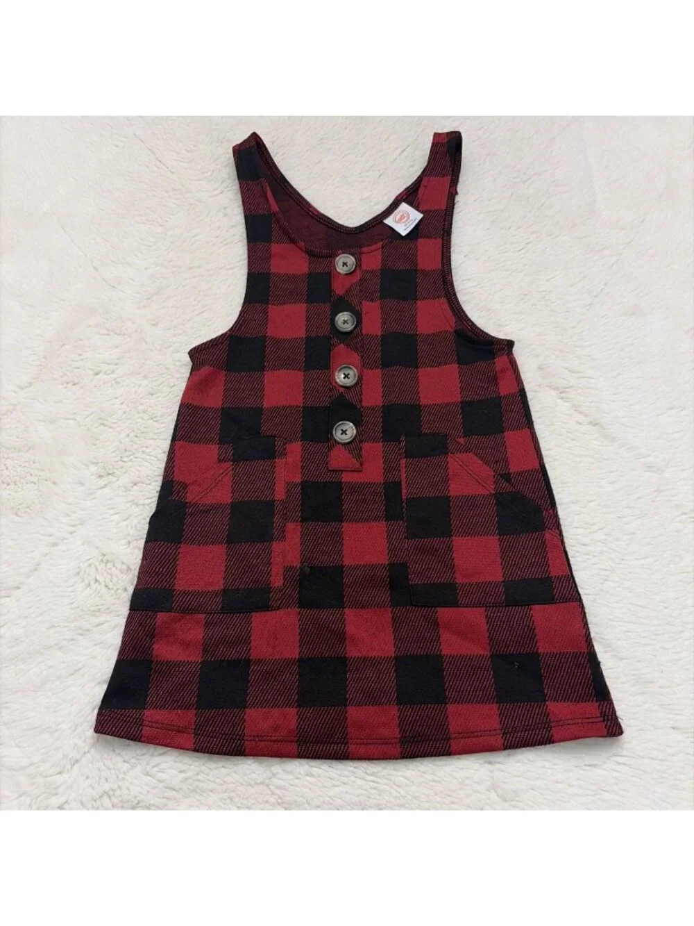 Wonder Nation Girls XS 4-5 Red Buffalo Plaid Dress Country Christmas